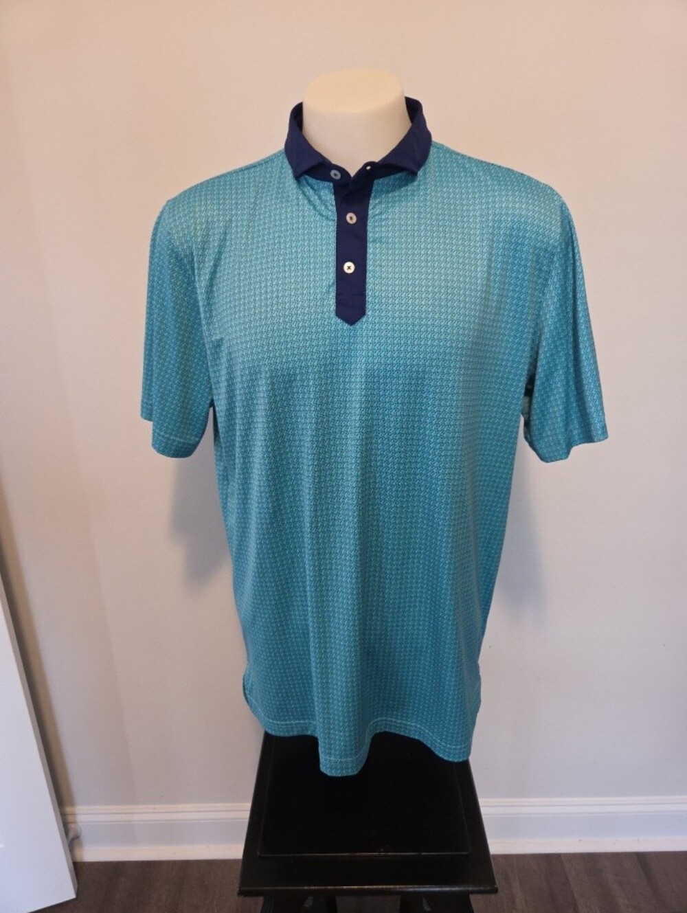 Stitch Polo Shirt Mens Large Blue/Turquoise Golf Performance Short Sleeve Modern